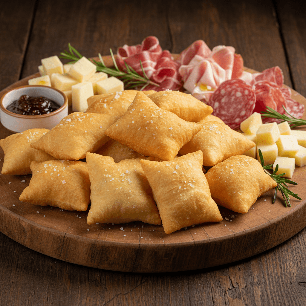 Crescentina frita con tabla de embutidos